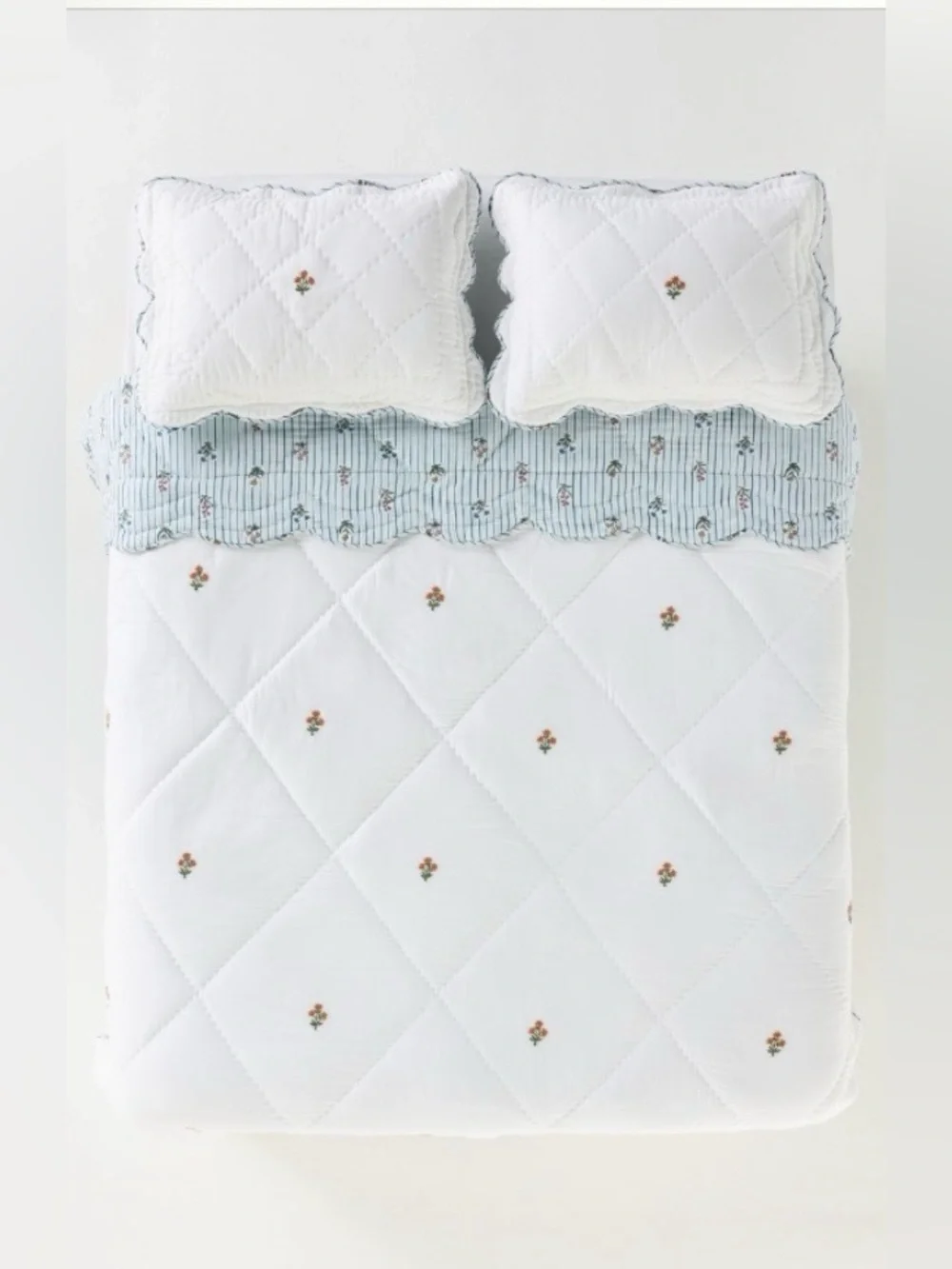 ▪️NWT Anthropologie Parker Cotton Floral Embroidered Quilt-Queen